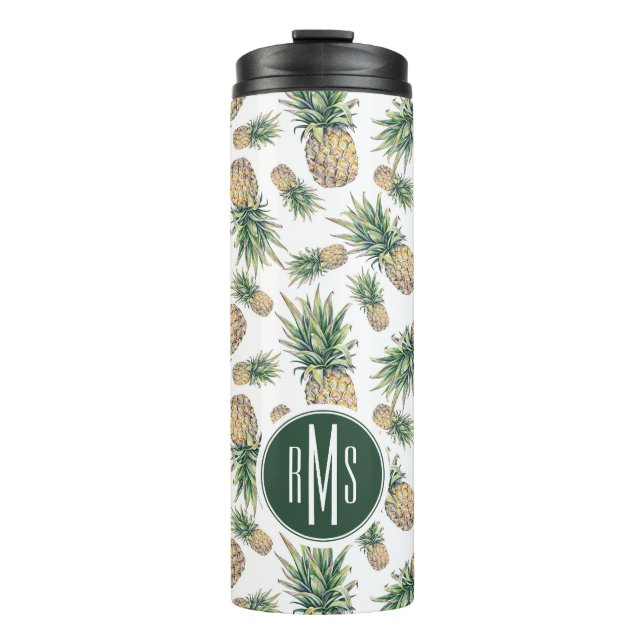 Watercolor Pineapple Pattern Thermal Tumbler (Front)