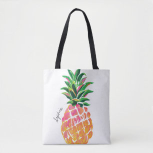 Watercolor Pineapple Personalised Tote Bag
