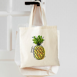 Watercolor Pineapple Personalised Tote Bag