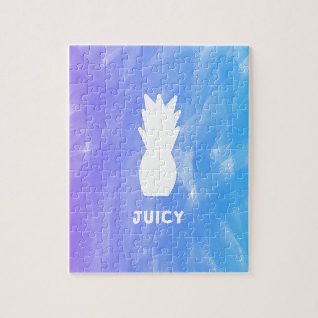 Watercolor pineapple - purple/blue jigsaw puzzle (Vertical)