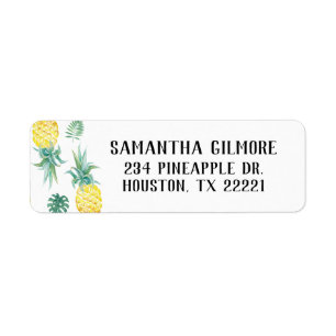 Watercolor Pineapple Return Address Labels