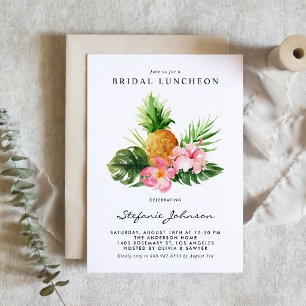 Watercolor Pineapple Tropical Bridal Luncheon Invitation