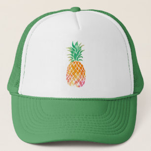 watercolor pineapple trucker hat