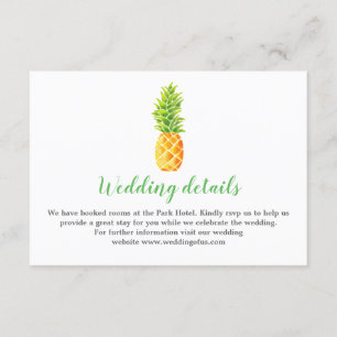 Watercolor Pineapple Wedding Details Invitation