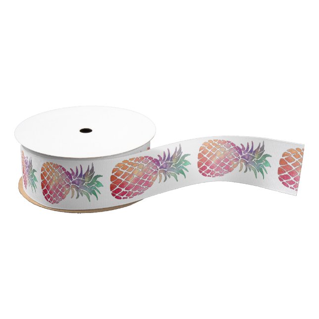 watercolor pineapples grosgrain ribbon (Spool)