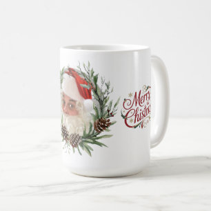 Watercolor Pinecone and Berry Christmas Wreath Coffee Mug