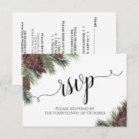 Watercolor Pinecones & Greenery Rustic Wedding