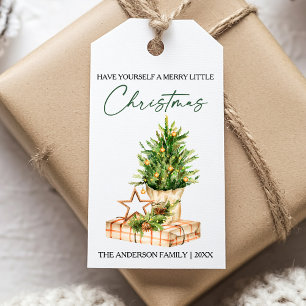 Watercolor Pines Calligraphy Ink Script Gift Tags