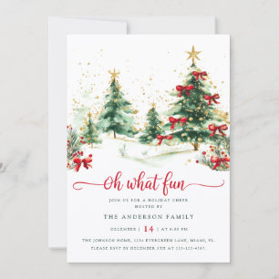 Watercolor Pines Christmas Party Invitation