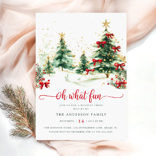 Watercolor Pines Christmas Party Invitation