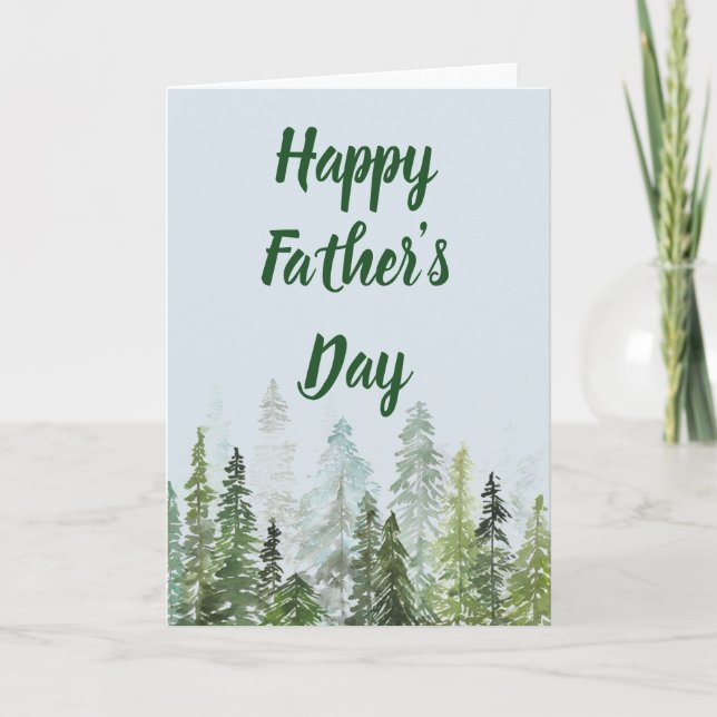 Watercolor Pines Father's Day Customisable Card (Front)