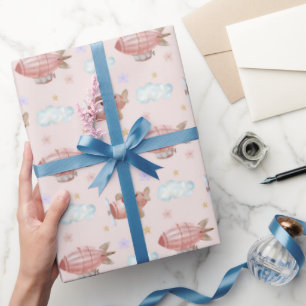 Watercolor Pink Airplane Wrapping Paper