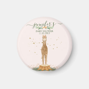Watercolor pink Alpaca Baby Shower Animal Magnet