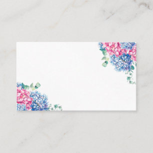Watercolor Pink and Blue Hydrangea Wedding Floral Place Card