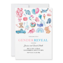 Watercolor Pink and Blue Illustrated Gender Reveal