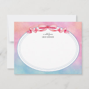 Watercolor Pink and Blue Stationery Thank You Card