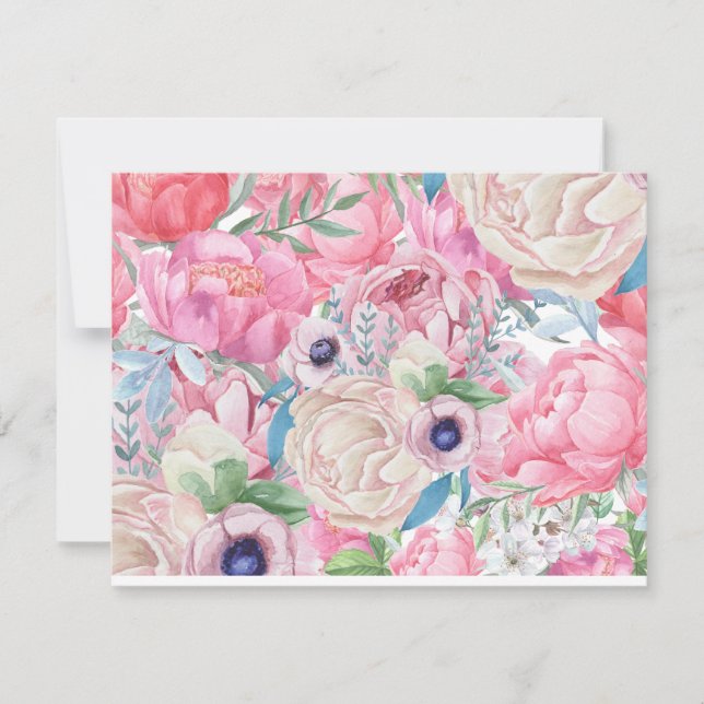 Watercolor Pink and Blush Peonies  spring summer Card (Front)
