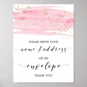 Watercolor Pink and Gold Address An Envelope Sign
