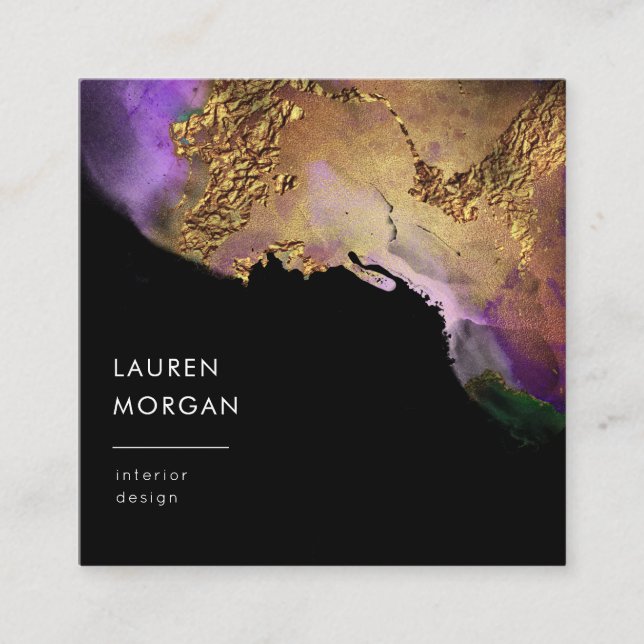 Watercolor pink and gold faux foil Business Card (Front)