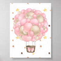 Watercolor Pink and Gold Hot Air Balloon Printable