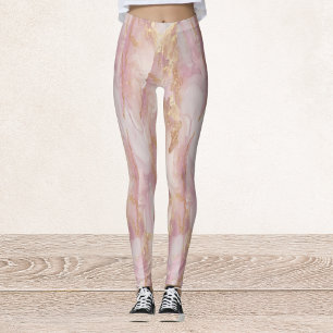 Watercolor Pink and Gold Leggings