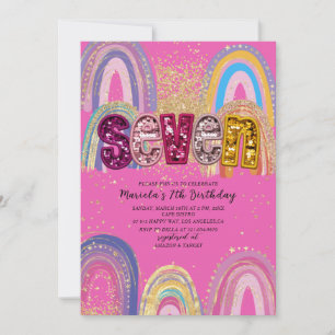  Watercolor pink and gold stars  BirthdaInvitation Invitation