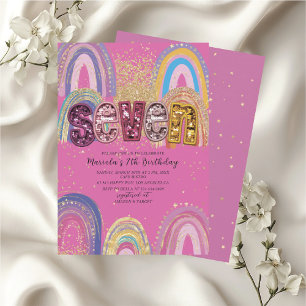 Watercolor pink and gold stars BirthdaInvitation Invitation