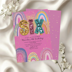 Watercolor pink and gold stars BirthdaInvitation Invitation