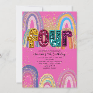  Watercolor pink and gold stars  BirthdaInvitation Invitation