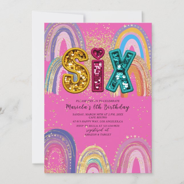  Watercolor pink and gold stars  BirthdaInvitation Invitation (Front)