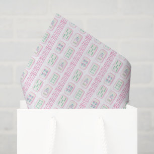 Watercolor Pink and Green Mahjong Tissue Paper