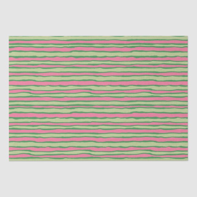 Watercolor Pink and Green Watermelon Pattern Tissue Paper (Front)