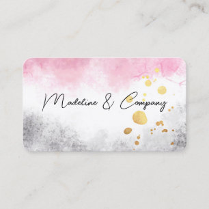 watercolor pink and grey minmalist artistic business card