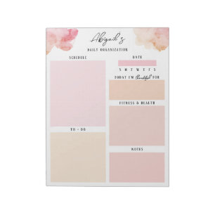 Watercolor Pink and Orange Custom Plans Notepad