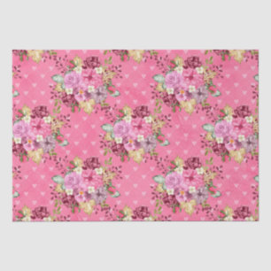 Watercolor Pink and Purple Autumnal Flowers Tissue Paper