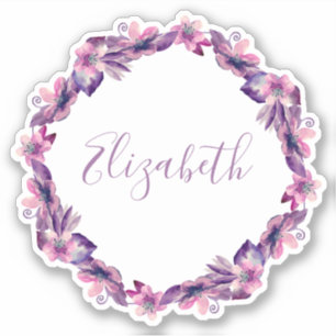 Watercolor pink and purple flowers. Botanical name