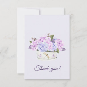 Watercolor Pink and Purple Hydrangea Flowers  Thank You Card