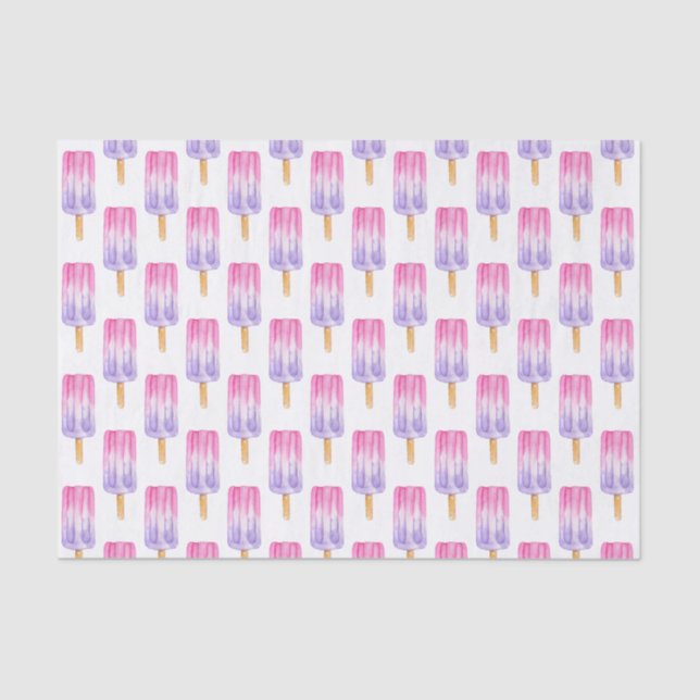 Watercolor Pink and Purple Popsicle Tissue Paper (Front)