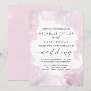 Watercolor Pink and Purple Wedding Invitation