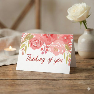 Watercolor Pink and Red Floral Sympathy Card