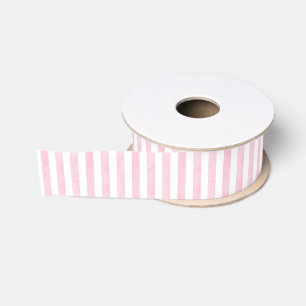 Watercolor Pink and White Stripes Grosgrain Ribbon