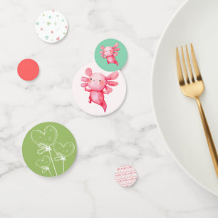 Watercolor Pink Axolotl Birthday Party Confetti
