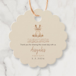 Watercolor Pink Baby Clothes Aqeeqah Round Favour Tags