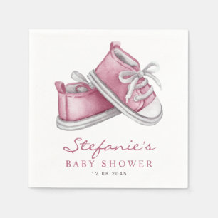 Watercolor Pink Baby Shoes It's a Girl Baby Shower Napkin
