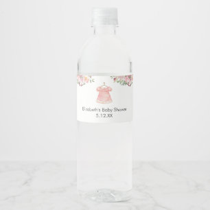 Watercolor Pink Baby Shower Water Bottle Labels