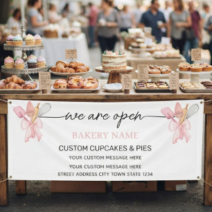 Watercolor Pink bakery utensils Cake shop Banner
