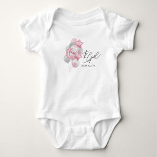 Watercolor Pink Balloons Its A Girl Baby Bodysuit