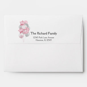 Watercolor Pink Balloons Its A Girl Baby Shower Envelope