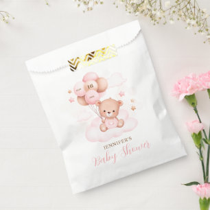 Watercolor Pink Balloons Teddy Bear Baby Shower Favour Bags