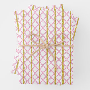 Watercolor Pink Bamboo Wrapping Paper Sheet